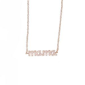Necklace Collier Collar Europe Crystal 925 Sterling Mama Pendant - Rose Gold